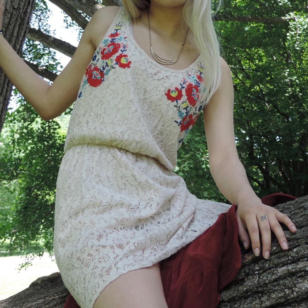 High Low Floral Embroidered dress